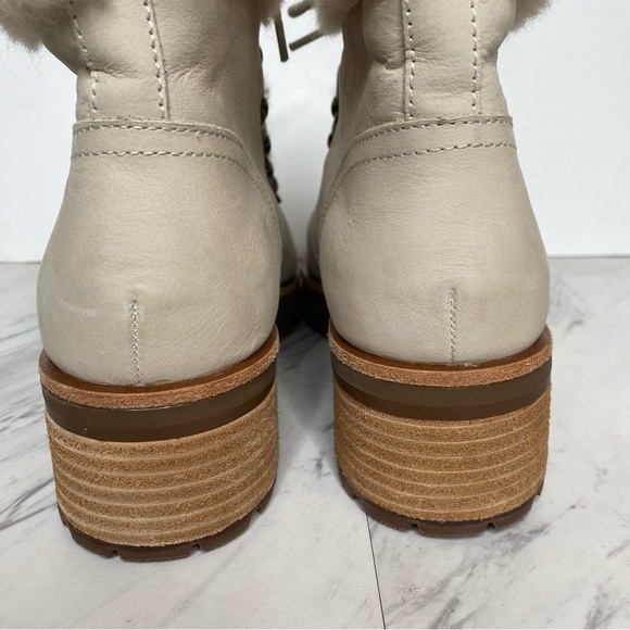 Kork Ease Winslet Cream Shearling Cuff Lace Up Bootie 11M - Picture 4 of 15